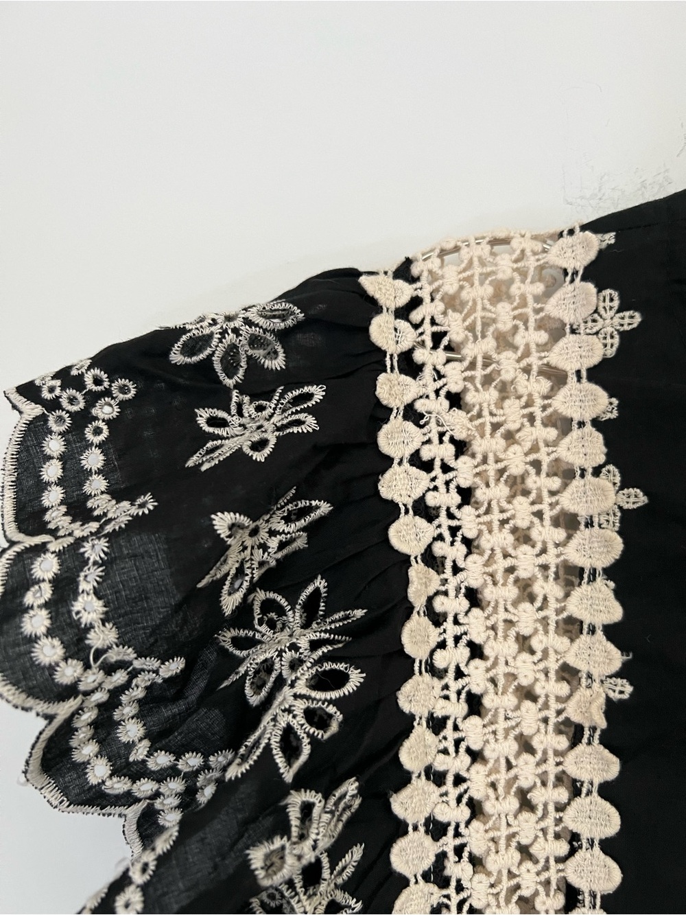 Monograph by Anthropologie Boho Embroidered Lace Flutter Sleeve Top Romantic - Picture 6 of 12